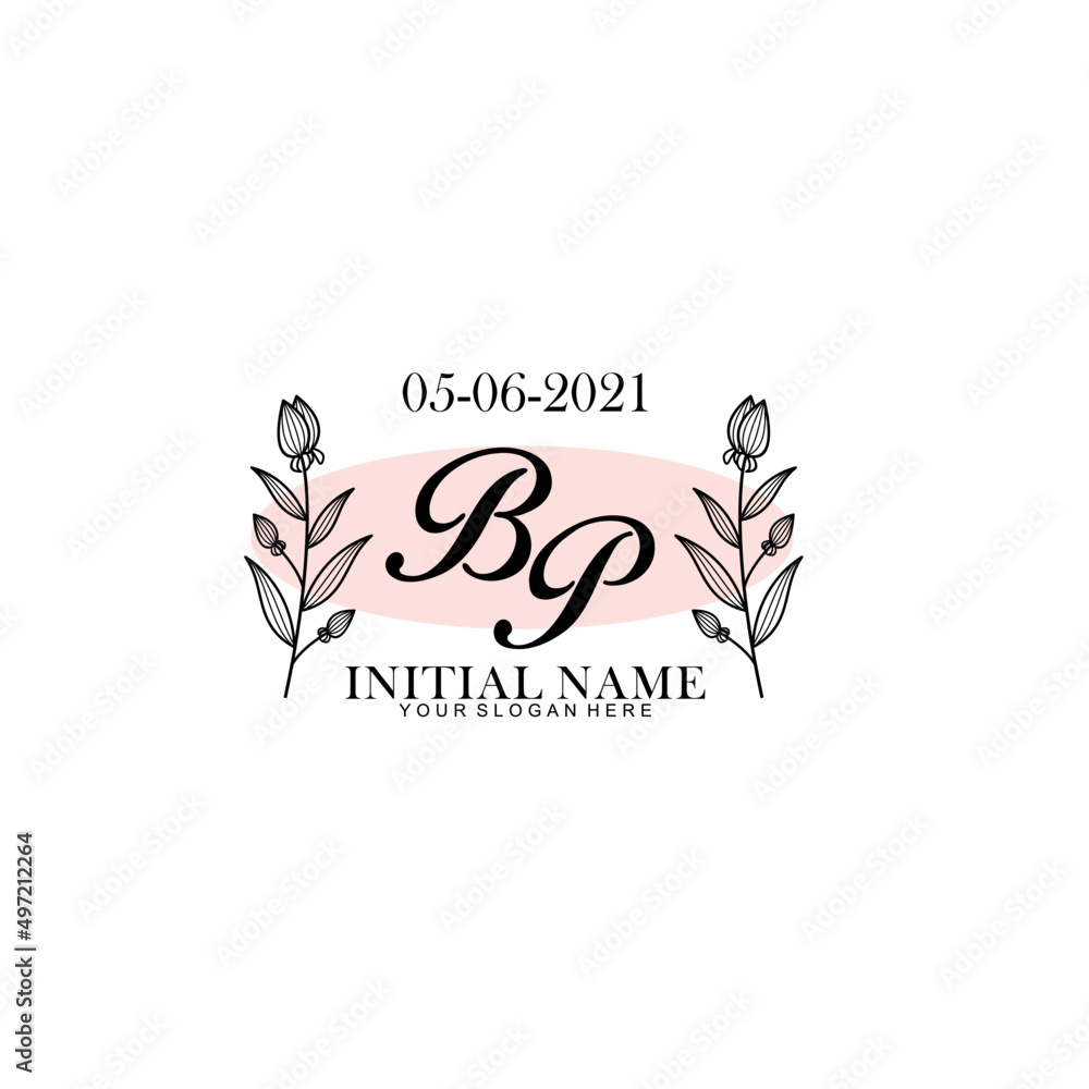 BP Initial letter handwriting and signature logo. Beauty vector initial logo .Fashion  boutique  floral and botanical