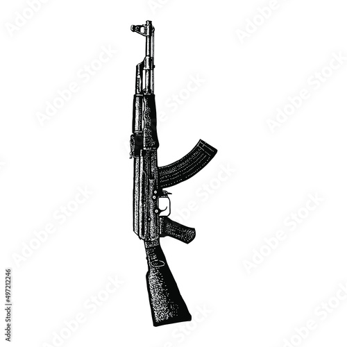 ak47 illustration isolated on white background