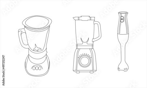 Blender icon vector line art. Line blender kitchen utensil object vector illustration. Blender Home Appliance Electrolux PNG. Modern kitchen blender. Blender thin line icon kitchen and cooking mixer 