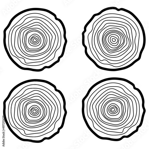 black minimalistic tree rings set nature age tree vector icon eps10