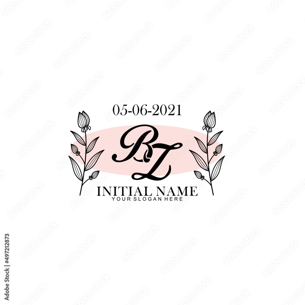 BZ Initial letter handwriting and signature logo. Beauty vector initial logo .Fashion  boutique  floral and botanical