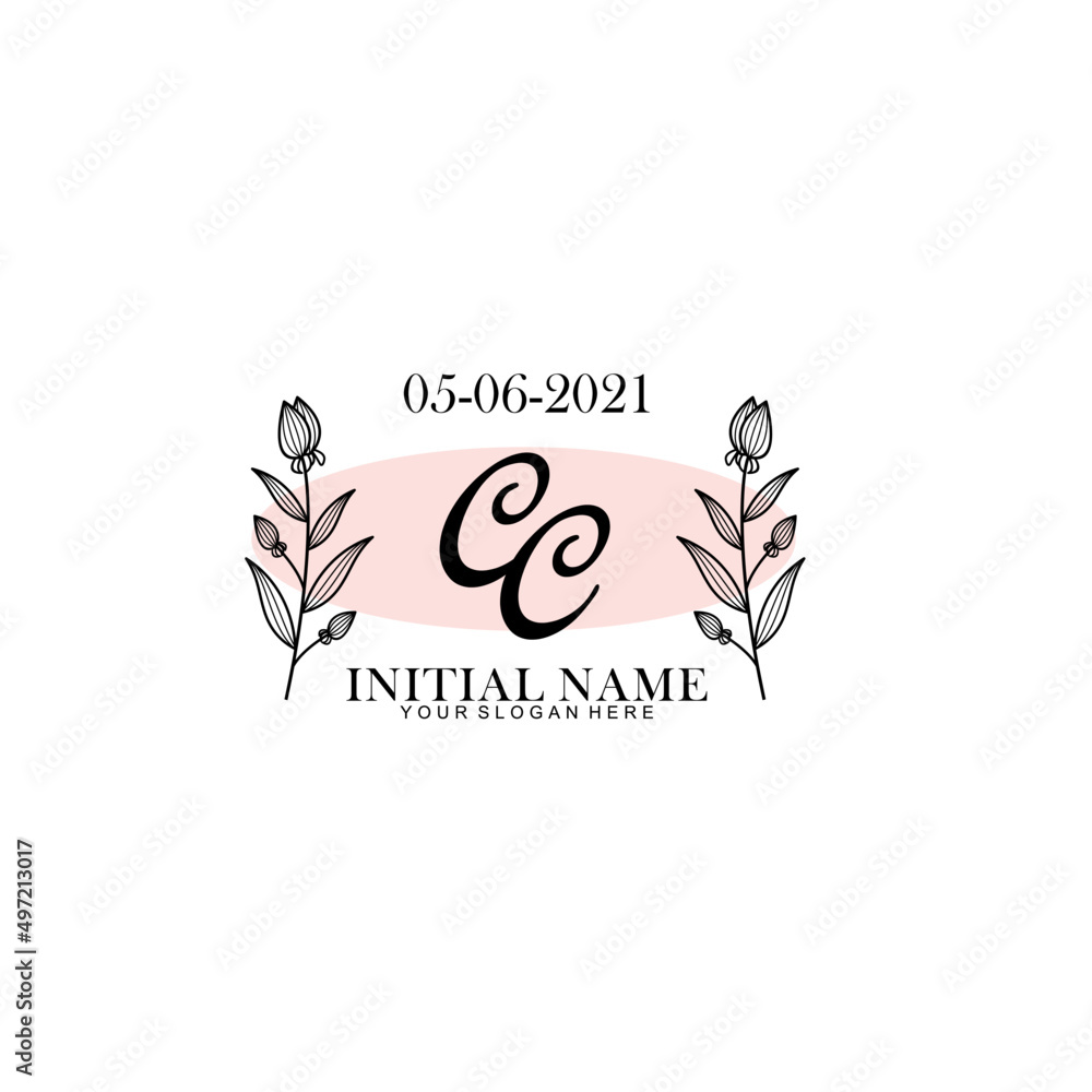 C Initial letter handwriting and signature logo. Beauty vector initial logo .Fashion  boutique  floral and botanical