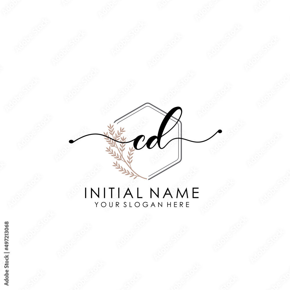CD Luxury initial handwriting logo with flower template, logo for beauty, fashion, wedding, photography CD Luxury initial handwriting logo with flower template, logo for beauty, fashion, wedding, photography