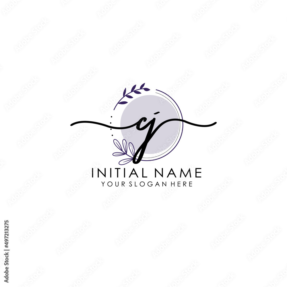 CJ Luxury initial handwriting logo with flower template, logo for beauty, fashion, wedding, photography CJ Luxury initial handwriting logo with flower template, logo for beauty, fashion, wedding, photography