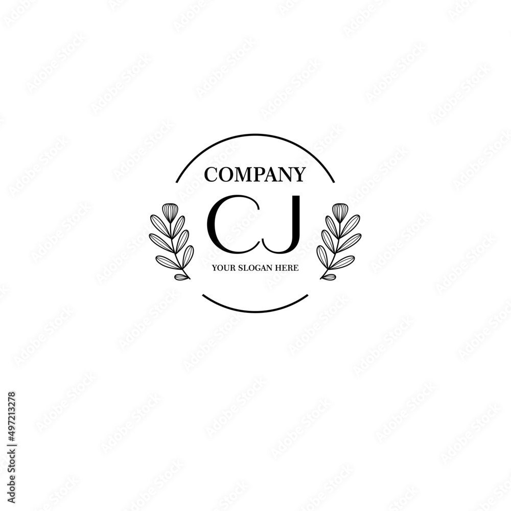 CJ Beauty vector initial logo art  handwriting logo of initial signature, wedding, fashion, jewelry, boutique, floral