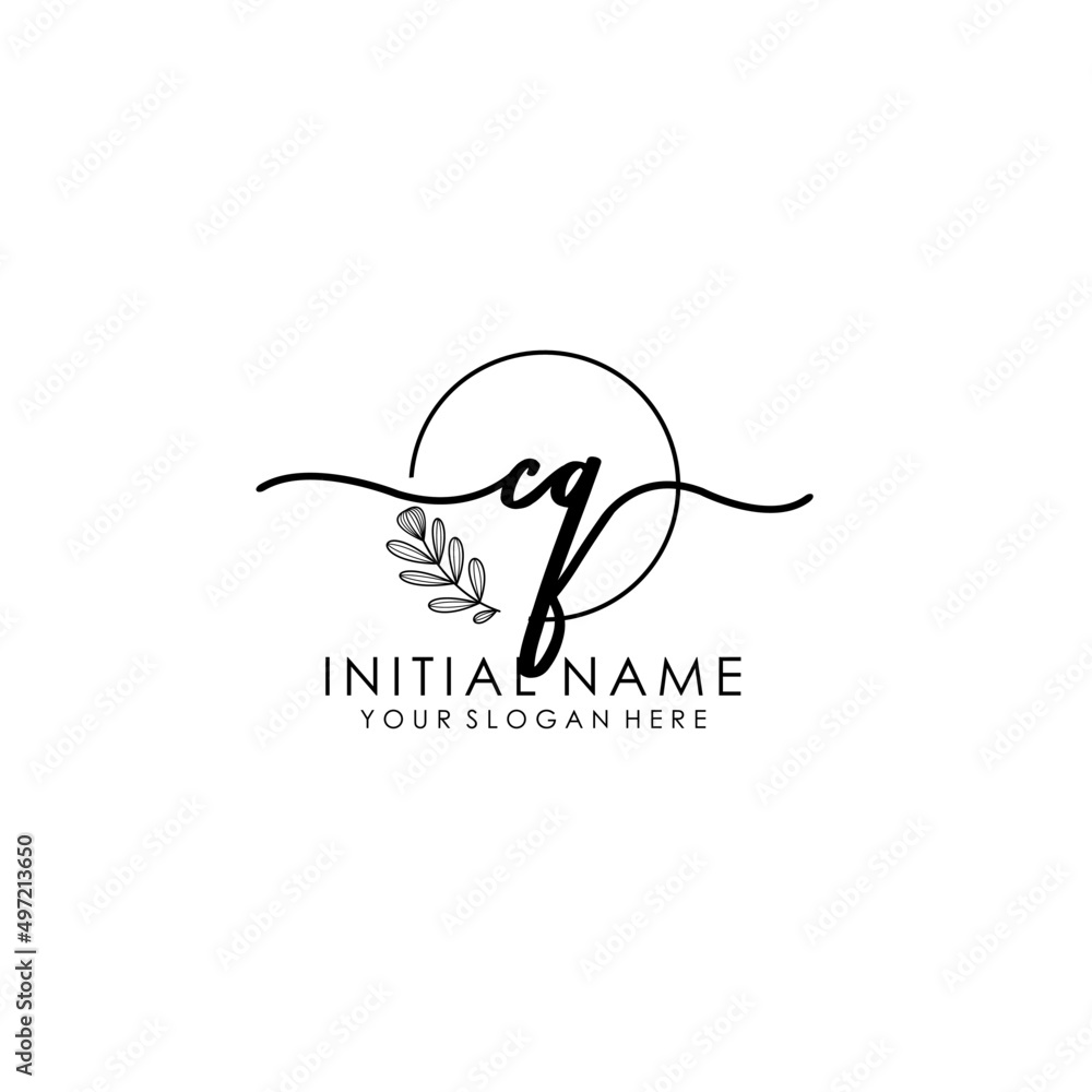 CQ Luxury initial handwriting logo with flower template, logo for beauty, fashion, wedding, photography CQ Luxury initial handwriting logo with flower template, logo for beauty, fashion, wedding, photography