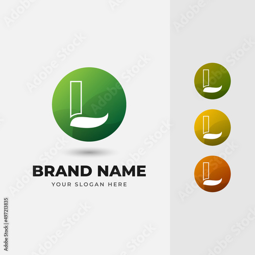 Letter L Abstract Alphabet Natural Green Leaf Vector Logo Design