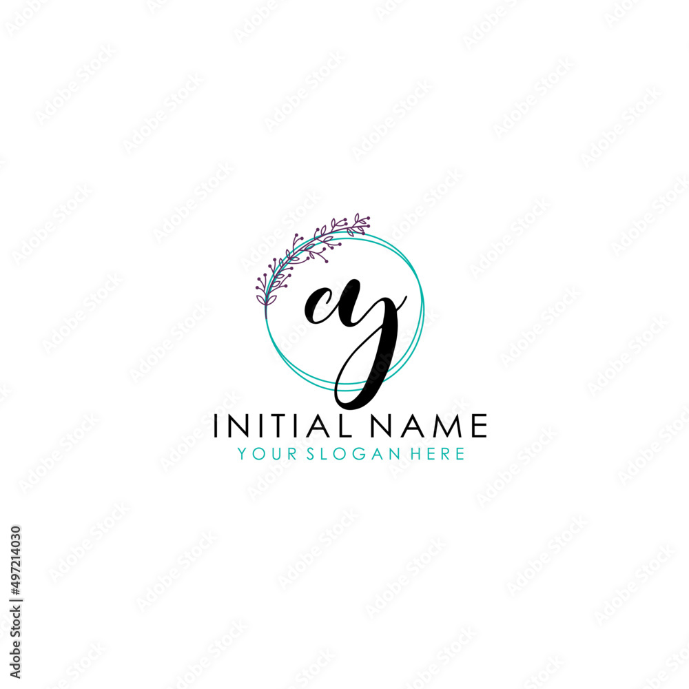 CY Initial letter handwriting and signature logo. Beauty vector initial logo .Fashion boutique floral and botanical CY Initial letter handwriting and signature logo. Beauty vector initial logo .Fashion boutique floral and botanical