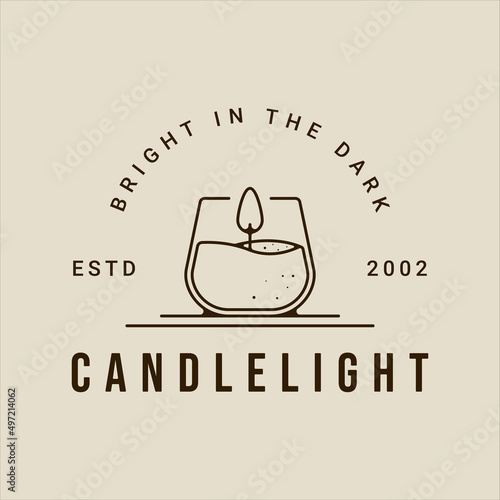 candle in glass logo line art vector simple minimalist illustration template icon graphic typography design