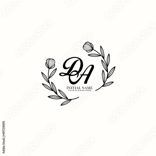 DA Initial letter handwriting and signature logo. Beauty vector initial logo .Fashion  boutique  floral and botanical