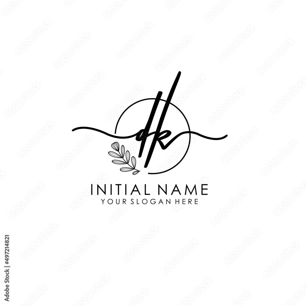DK Luxury initial handwriting logo with flower template, logo for beauty, fashion, wedding, photography DK Luxury initial handwriting logo with flower template, logo for beauty, fashion, wedding, photography