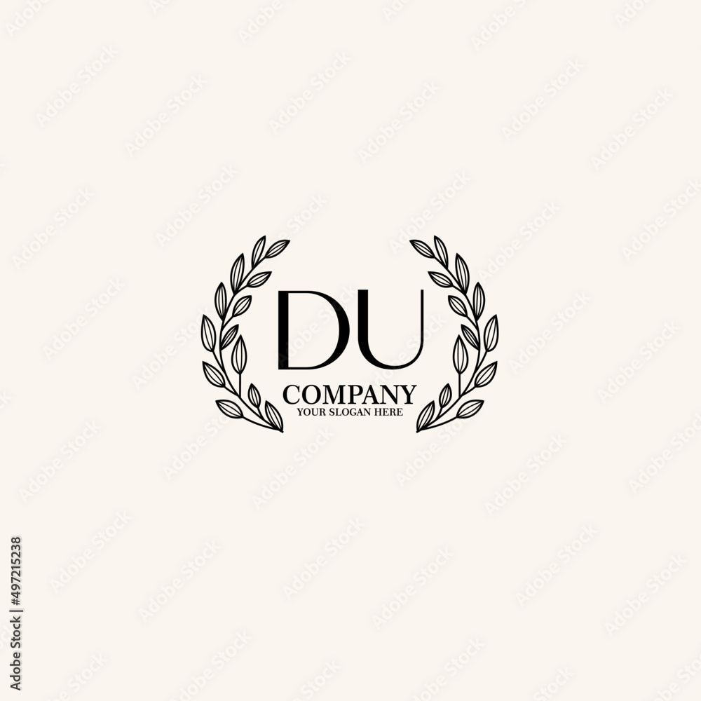 DU Beauty vector initial logo art  handwriting logo of initial signature, wedding, fashion, jewelry, boutique, floral