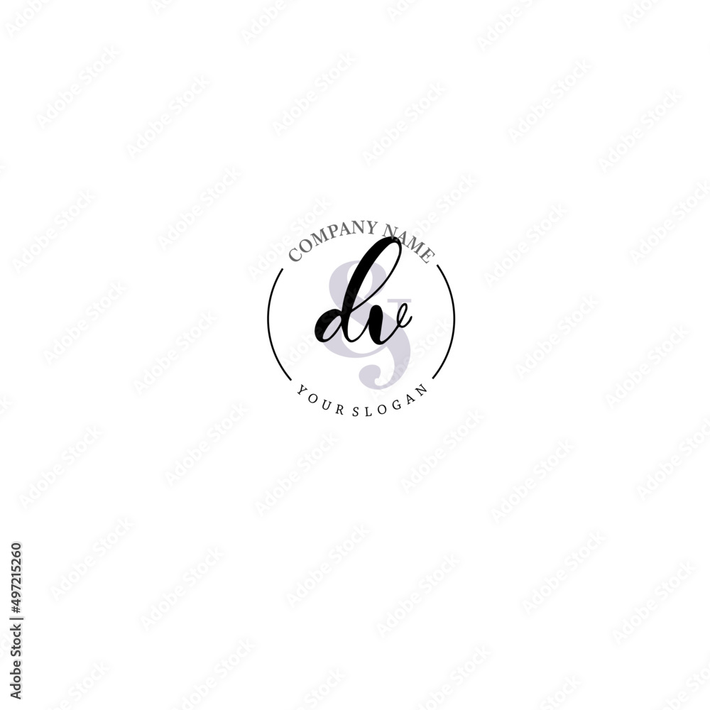 DV Initial letter handwriting and signature logo. Beauty vector initial logo .Fashion boutique floral and botanical DV Initial letter handwriting and signature logo. Beauty vector initial logo .Fashion boutique floral and botanical