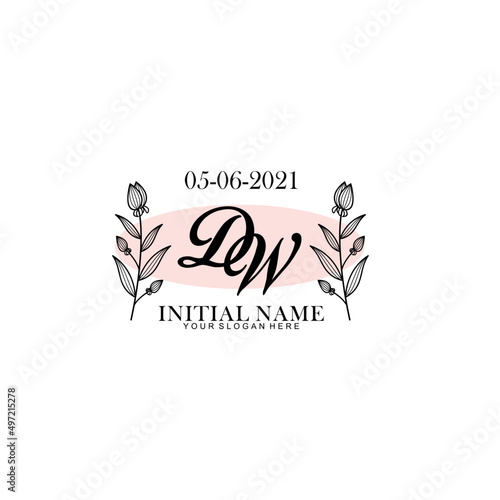 DW Initial letter handwriting and signature logo. Beauty vector initial logo .Fashion  boutique  floral and botanical © Rensi
