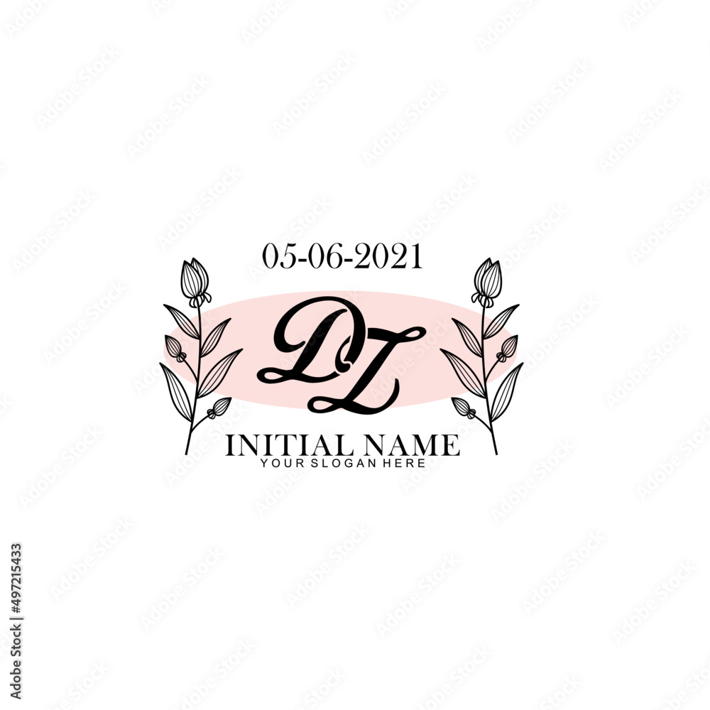 DZ Initial letter handwriting and signature logo. Beauty vector initial logo .Fashion  boutique  floral and botanical