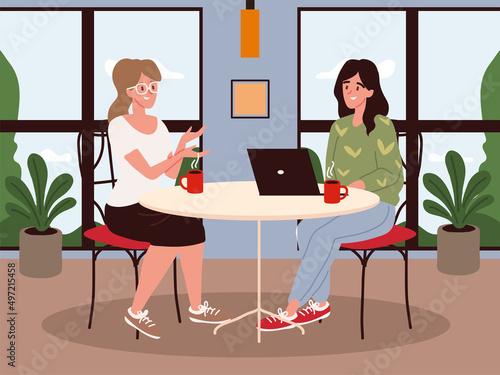 women spend time at a restaurant