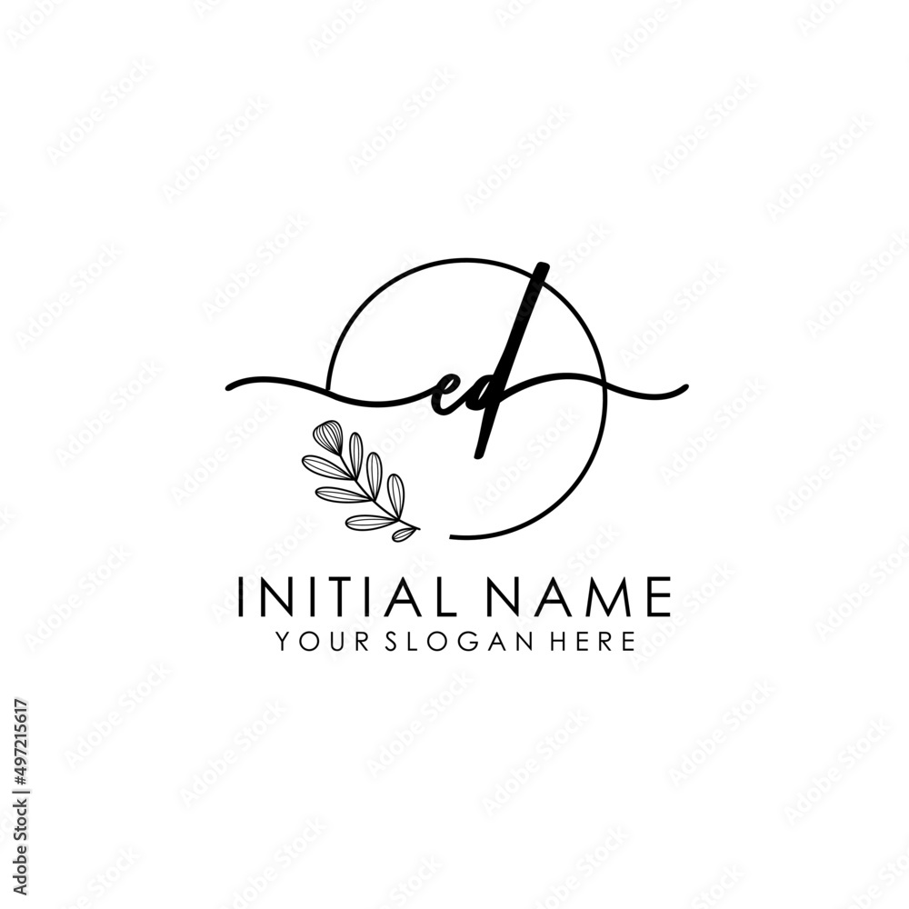 ED Luxury initial handwriting logo with flower template, logo for beauty, fashion, wedding, photography ED Luxury initial handwriting logo with flower template, logo for beauty, fashion, wedding, photography