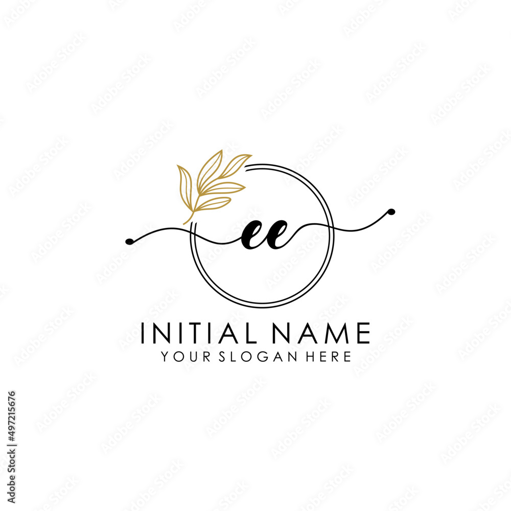EE Luxury initial handwriting logo with flower template, logo for beauty, fashion, wedding, photography EE Luxury initial handwriting logo with flower template, logo for beauty, fashion, wedding, photography
