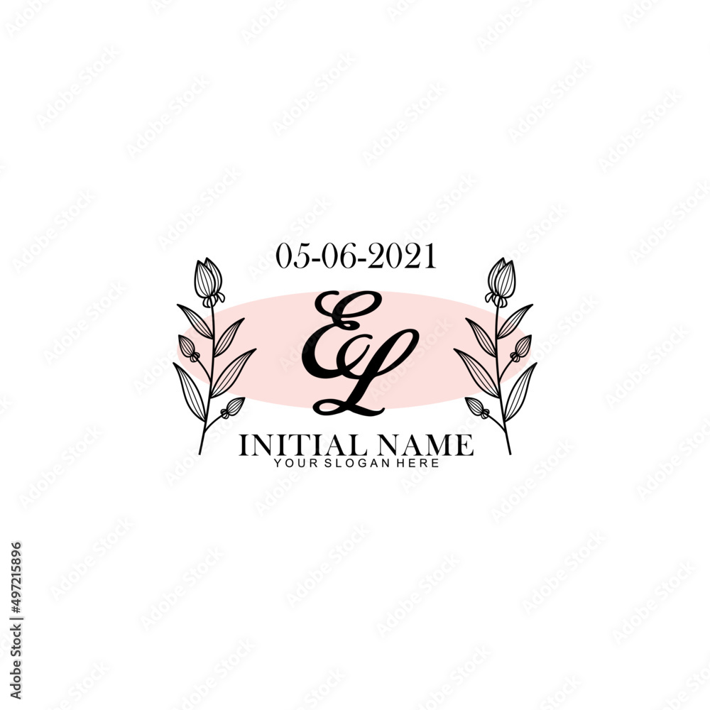 EL Initial letter handwriting and signature logo. Beauty vector initial logo .Fashion  boutique  floral and botanical