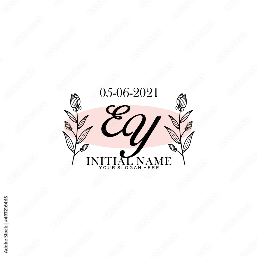 EY Initial letter handwriting and signature logo. Beauty vector initial logo .Fashion  boutique  floral and botanical
