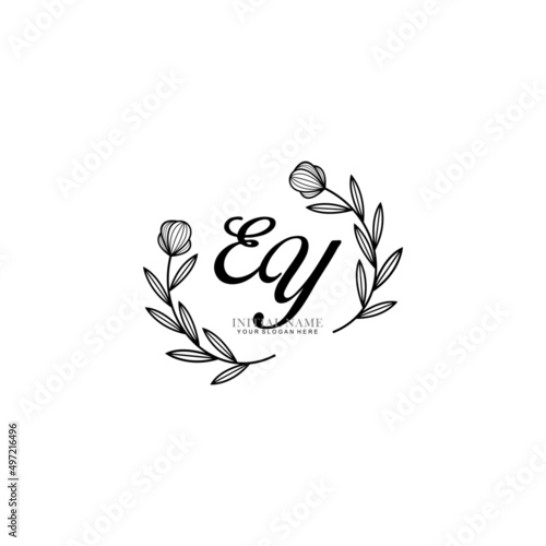 EY Initial letter handwriting and signature logo. Beauty vector initial logo .Fashion  boutique  floral and botanical