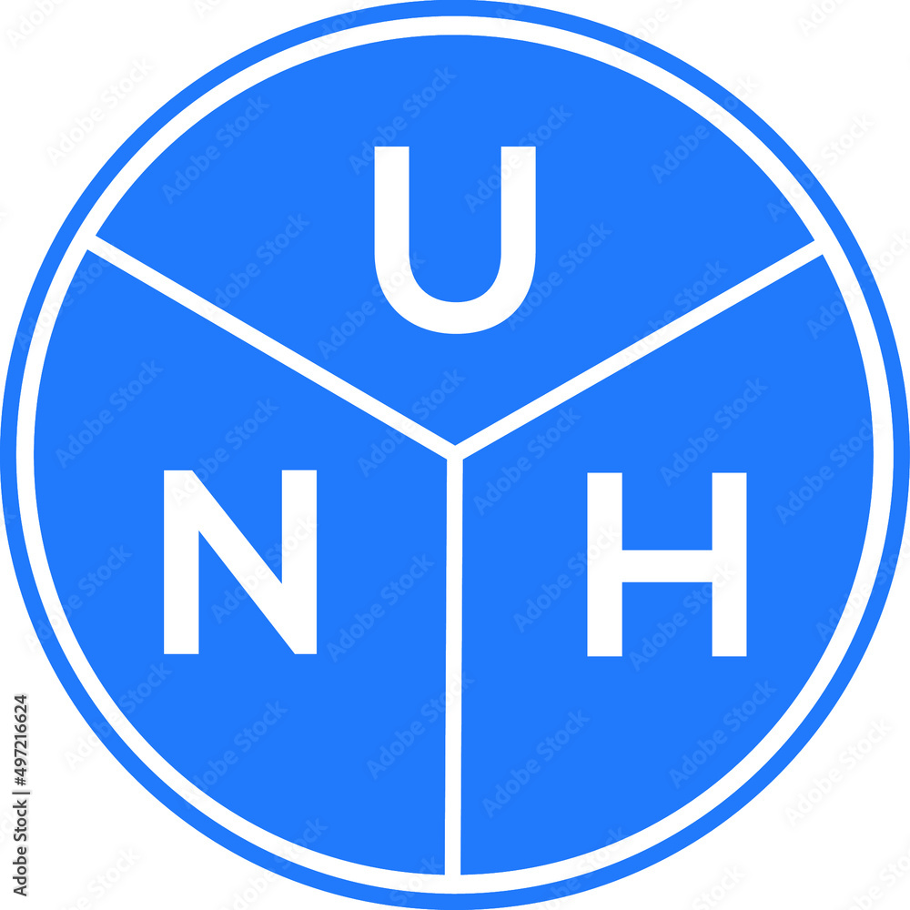 UNH letter logo design on white background. UNH creative circle letter logo concept. UNH letter design. UNH letter logo design on white background. UNH creative circle letter logo concept. UNH letter design.