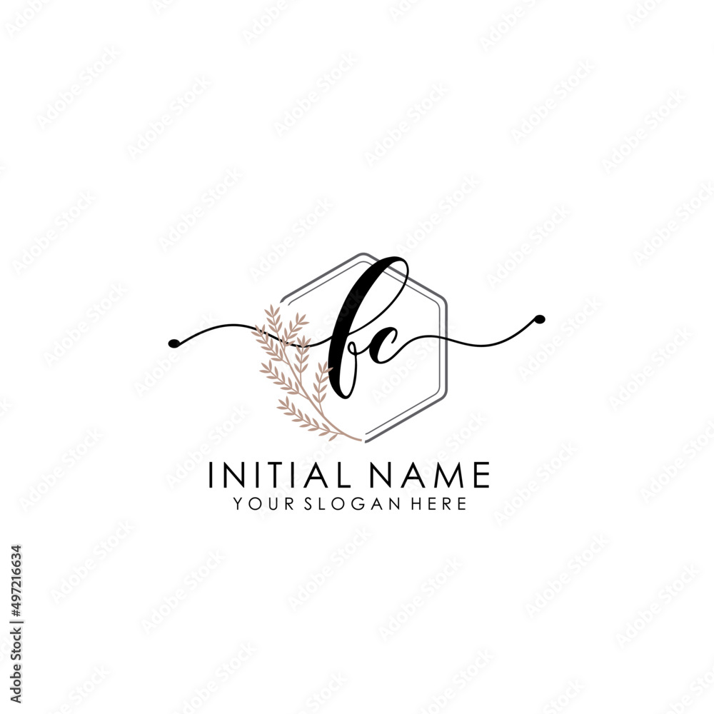 FC Luxury initial handwriting logo with flower template, logo for beauty, fashion, wedding, photography FC Luxury initial handwriting logo with flower template, logo for beauty, fashion, wedding, photography