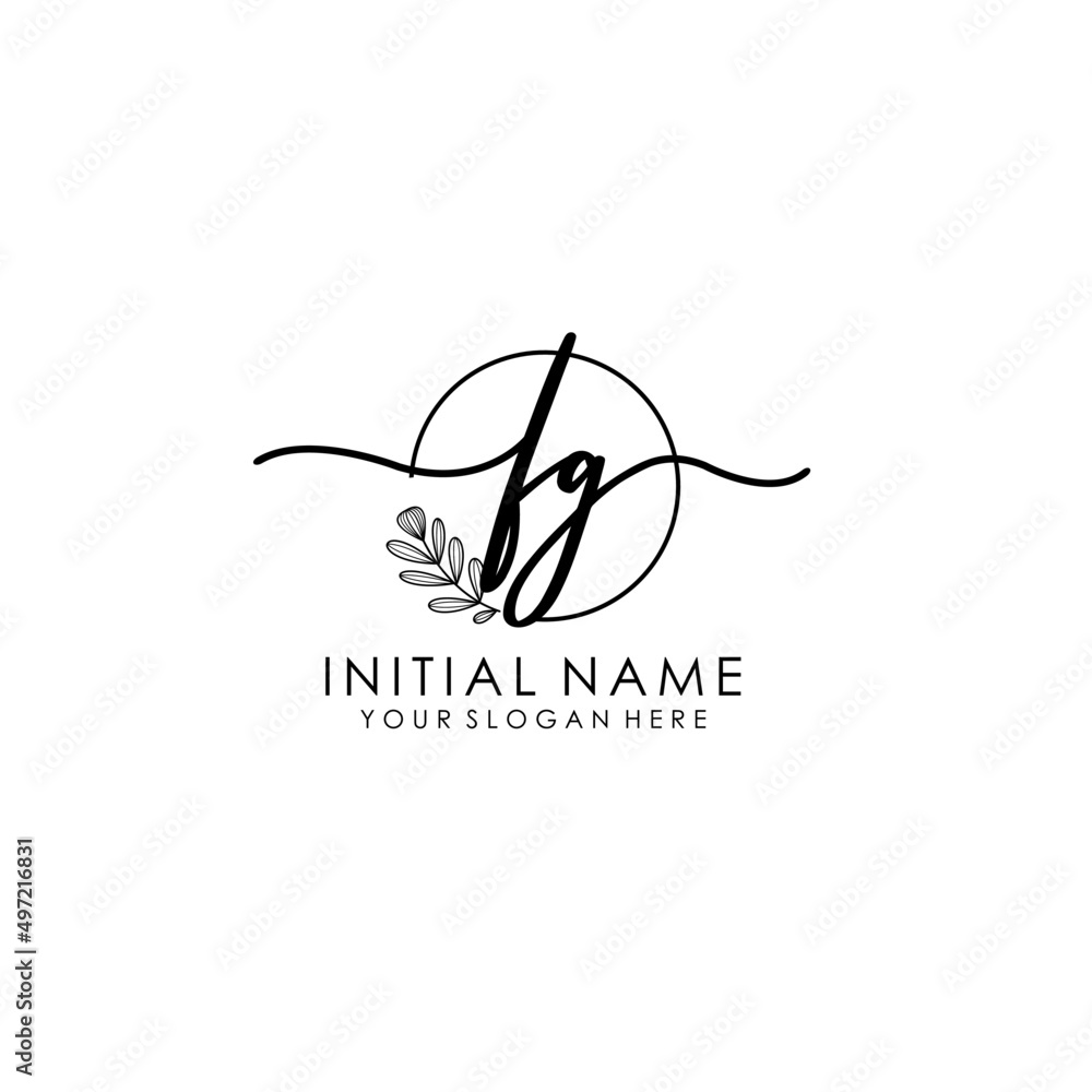 FG Luxury initial handwriting logo with flower template, logo for beauty, fashion, wedding, photography FG Luxury initial handwriting logo with flower template, logo for beauty, fashion, wedding, photography