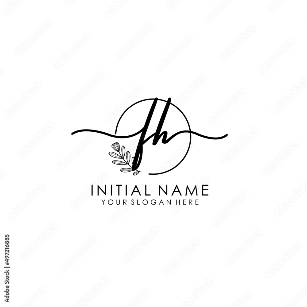 FH Luxury initial handwriting logo with flower template, logo for beauty, fashion, wedding, photography FH Luxury initial handwriting logo with flower template, logo for beauty, fashion, wedding, photography
