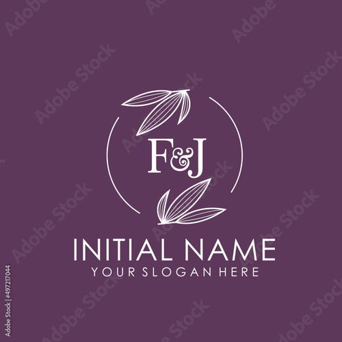 FJ Beauty vector initial logo art  handwriting logo of initial signature, wedding, fashion, jewelry, boutique, floral