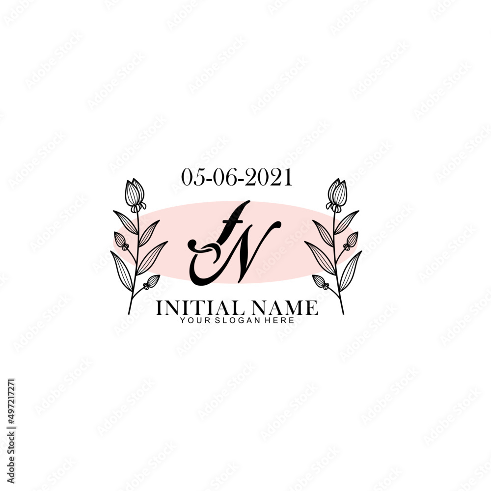 FN Initial letter handwriting and signature logo. Beauty vector initial logo .Fashion  boutique  floral and botanical