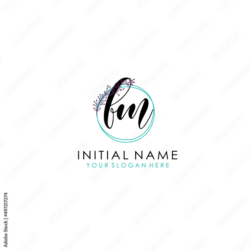 FM Initial letter handwriting and signature logo. Beauty vector initial logo .Fashion boutique floral and botanical FM Initial letter handwriting and signature logo. Beauty vector initial logo .Fashion boutique floral and botanical