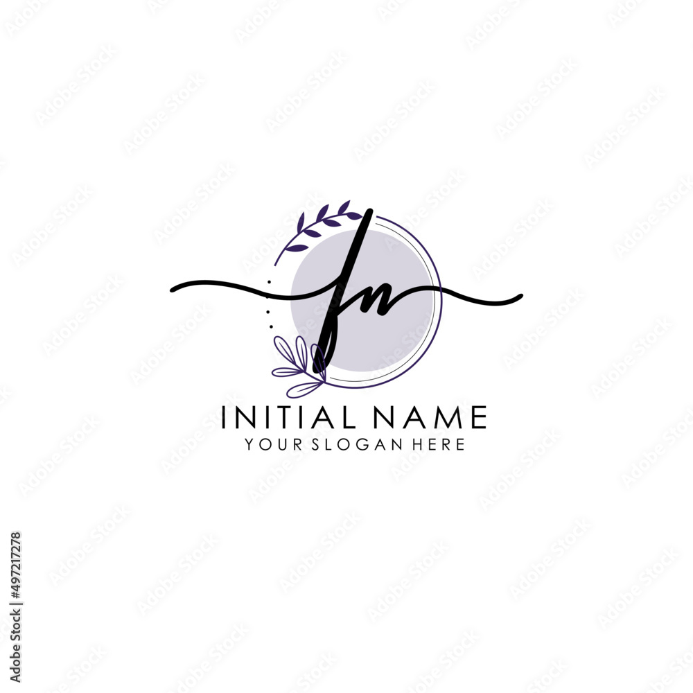 FN Luxury initial handwriting logo with flower template, logo for beauty, fashion, wedding, photography