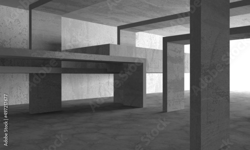 Abstract architecture background. Empty rough concrete interior