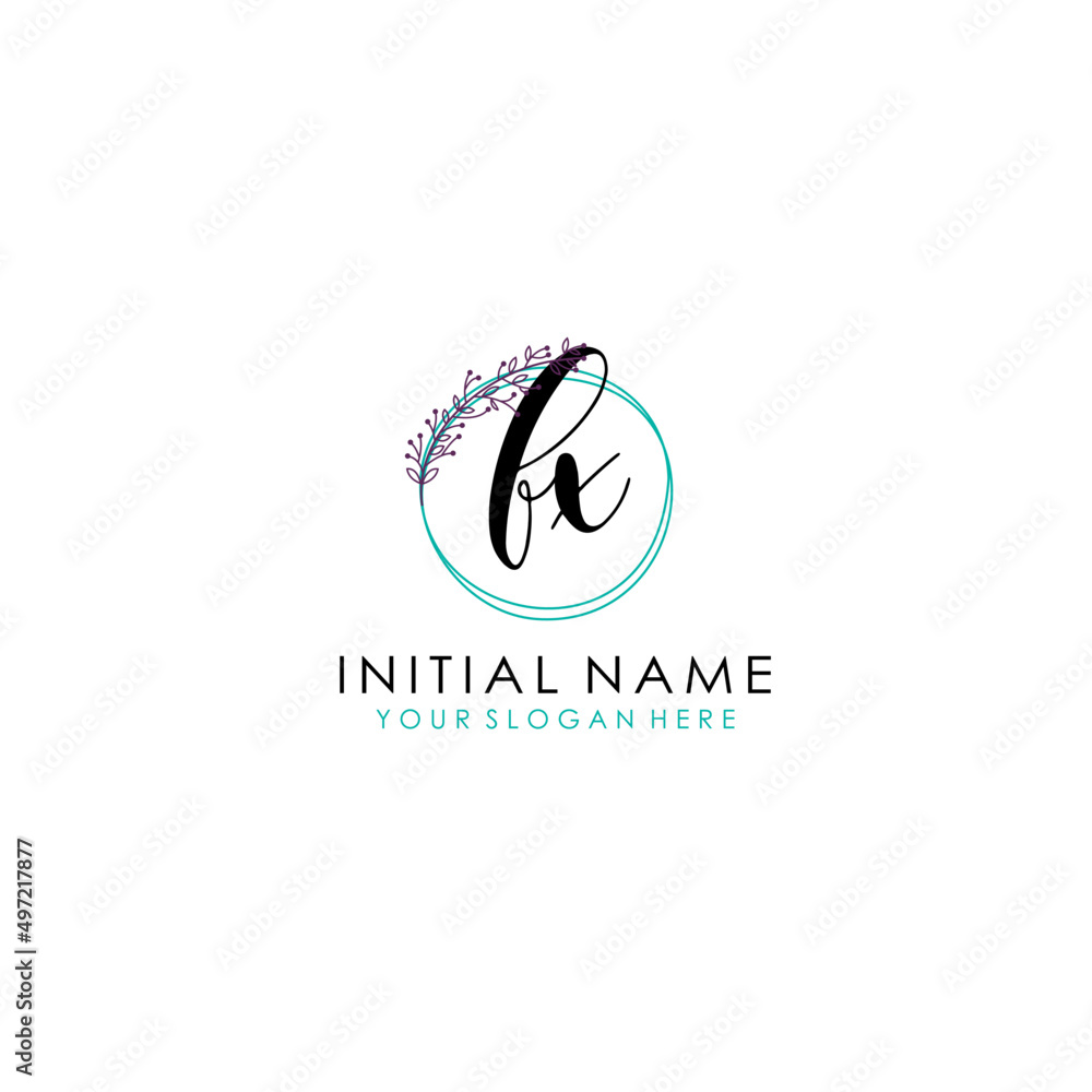 FX Initial letter handwriting and signature logo. Beauty vector initial logo .Fashion boutique floral and botanical FX Initial letter handwriting and signature logo. Beauty vector initial logo .Fashion boutique floral and botanical