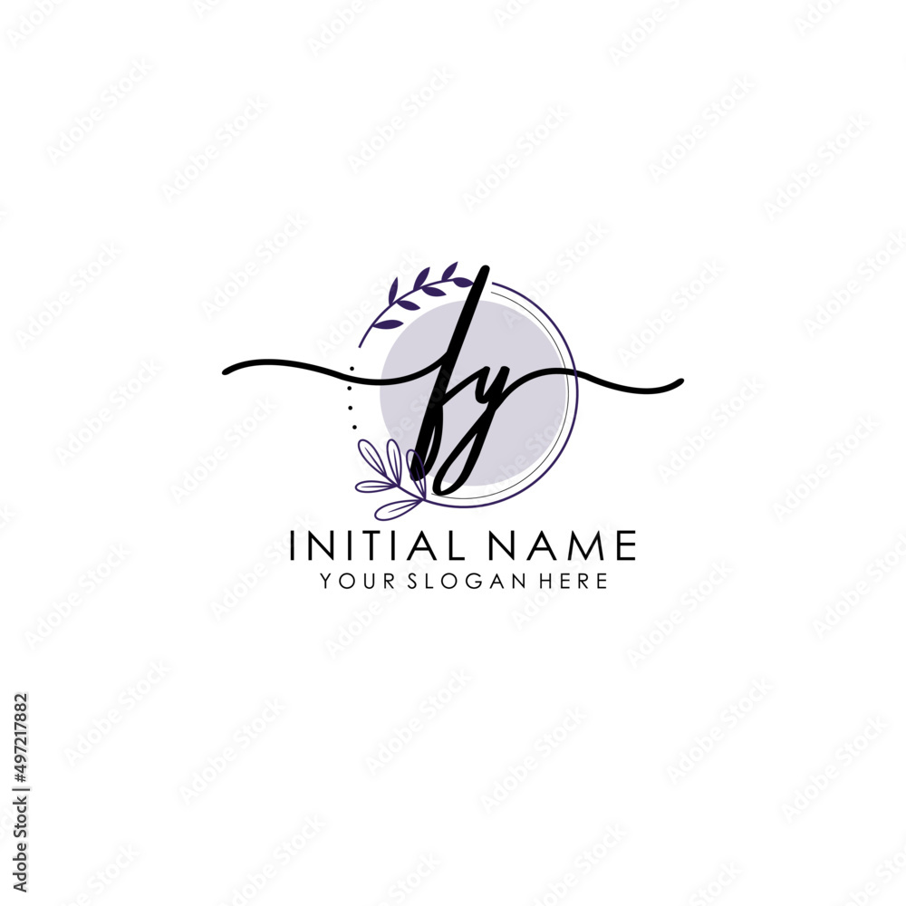 FY Luxury initial handwriting logo with flower template, logo for beauty, fashion, wedding, photography FY Luxury initial handwriting logo with flower template, logo for beauty, fashion, wedding, photography