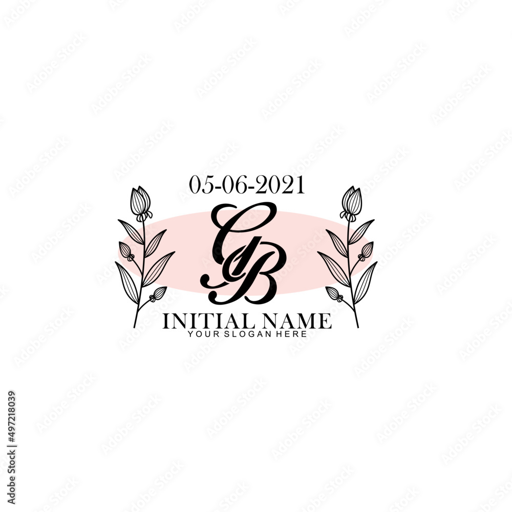 GB Initial letter handwriting and signature logo. Beauty vector initial logo .Fashion boutique floral and botanical GB Initial letter handwriting and signature logo. Beauty vector initial logo .Fashion boutique floral and botanical