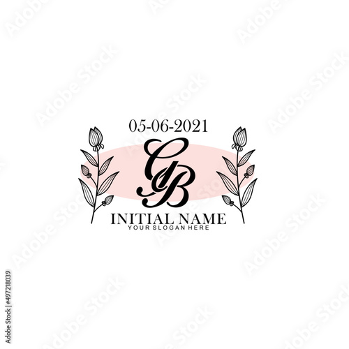 GB Initial letter handwriting and signature logo. Beauty vector initial logo .Fashion  boutique  floral and botanical
