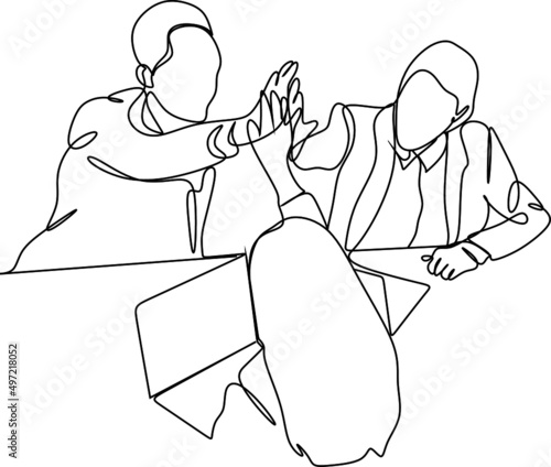 Line art illustration of business and marketing. Social media.