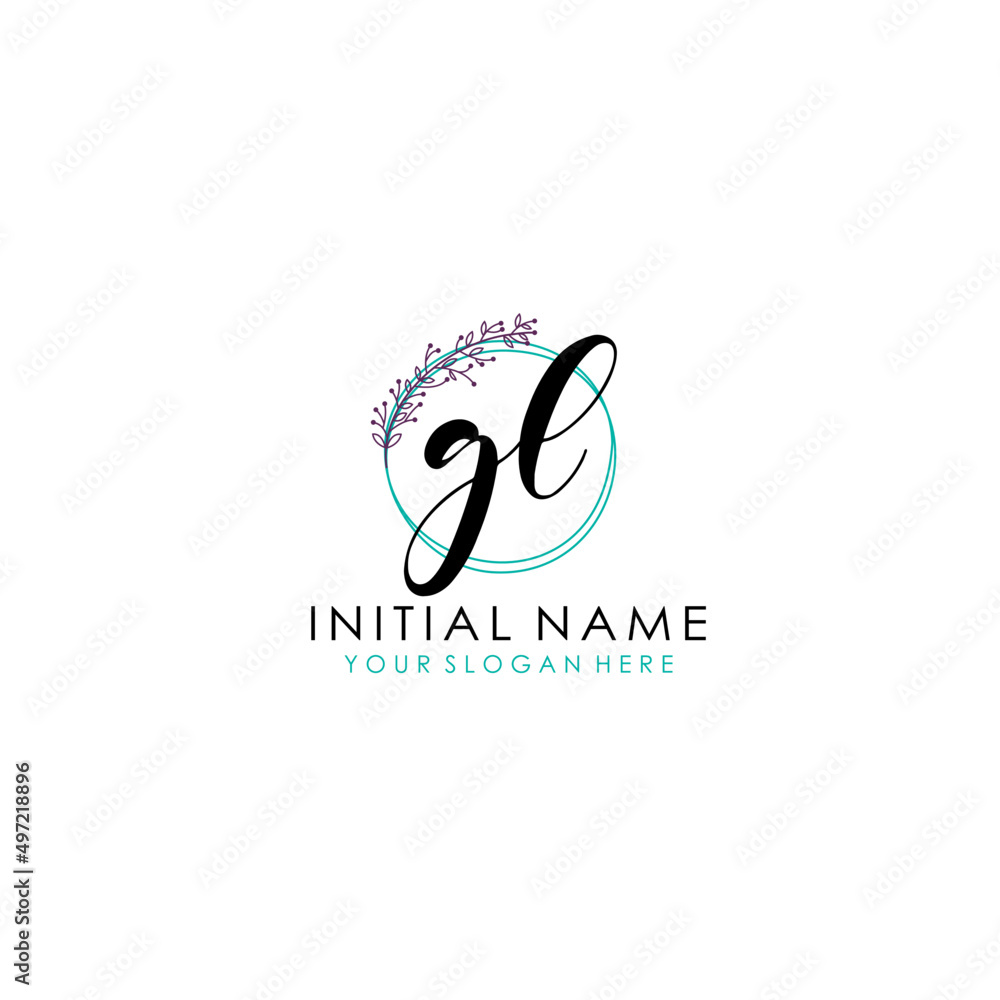 GL Initial letter handwriting and signature logo. Beauty vector initial logo .Fashion boutique floral and botanical GL Initial letter handwriting and signature logo. Beauty vector initial logo .Fashion boutique floral and botanical