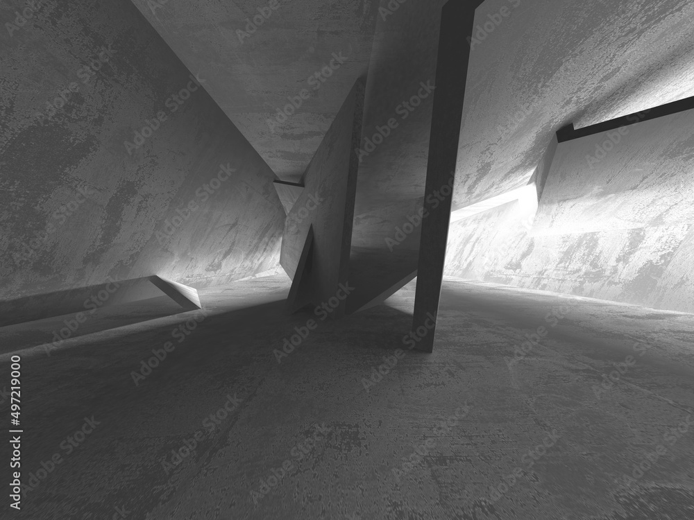 Dark Concrete Wall Architecture. Empty Room Dark Concrete Wall Architecture. Empty Room