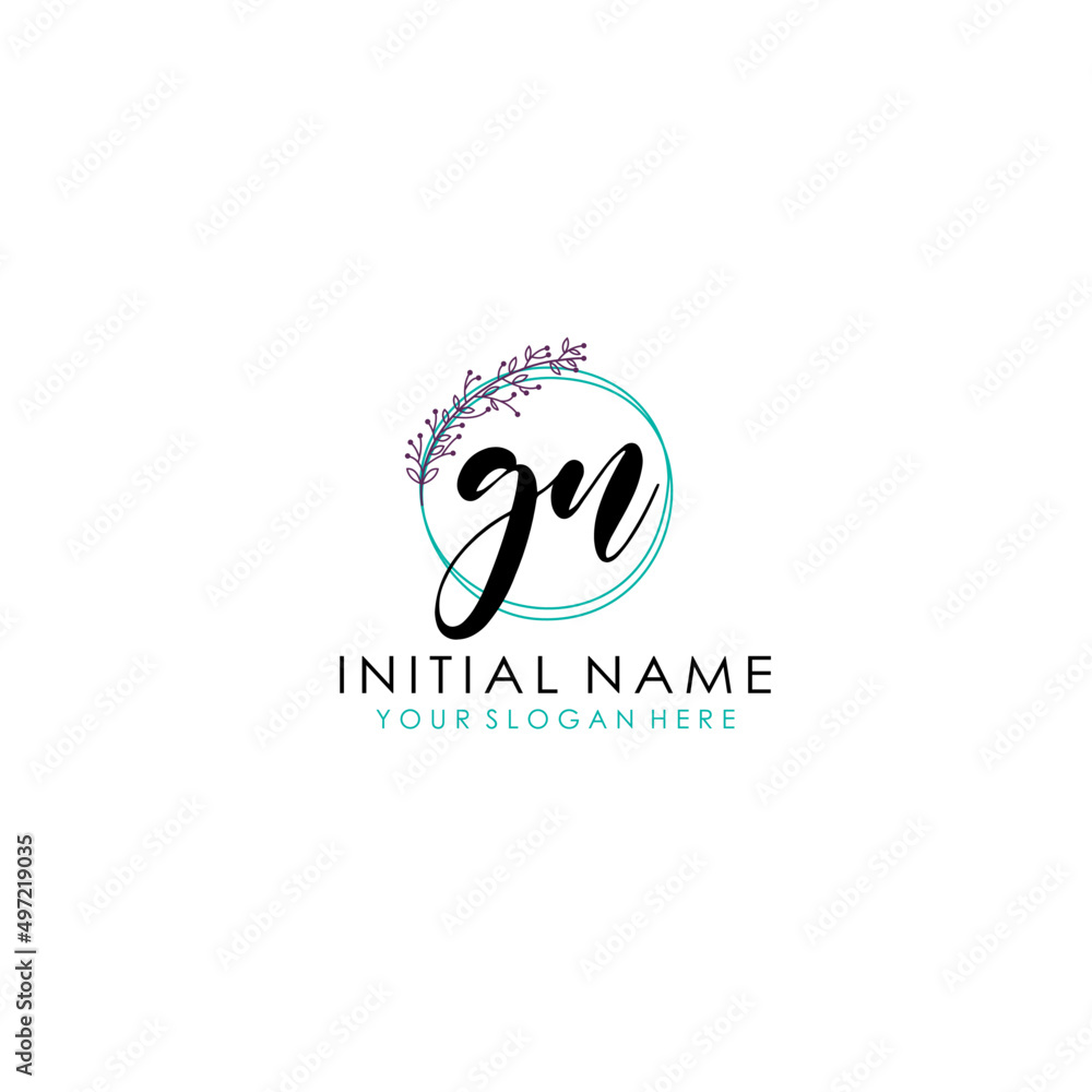 GN Initial letter handwriting and signature logo. Beauty vector initial logo .Fashion  boutique  floral and botanical