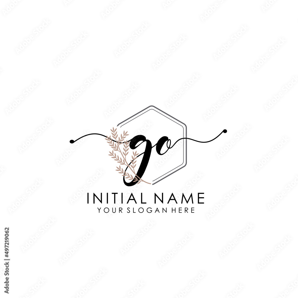GO Luxury initial handwriting logo with flower template, logo for beauty, fashion, wedding, photography GO Luxury initial handwriting logo with flower template, logo for beauty, fashion, wedding, photography