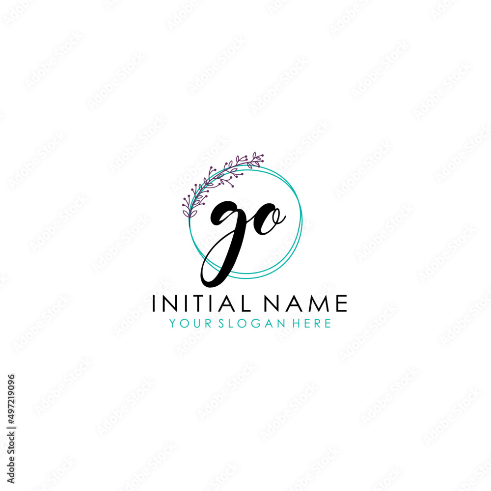 GO Initial letter handwriting and signature logo. Beauty vector initial logo .Fashion boutique floral and botanical GO Initial letter handwriting and signature logo. Beauty vector initial logo .Fashion boutique floral and botanical