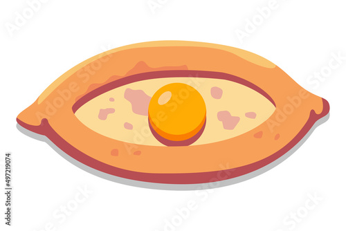 Khachapuri georgian traditional food vector cartoon illustration isolated on a white background.
