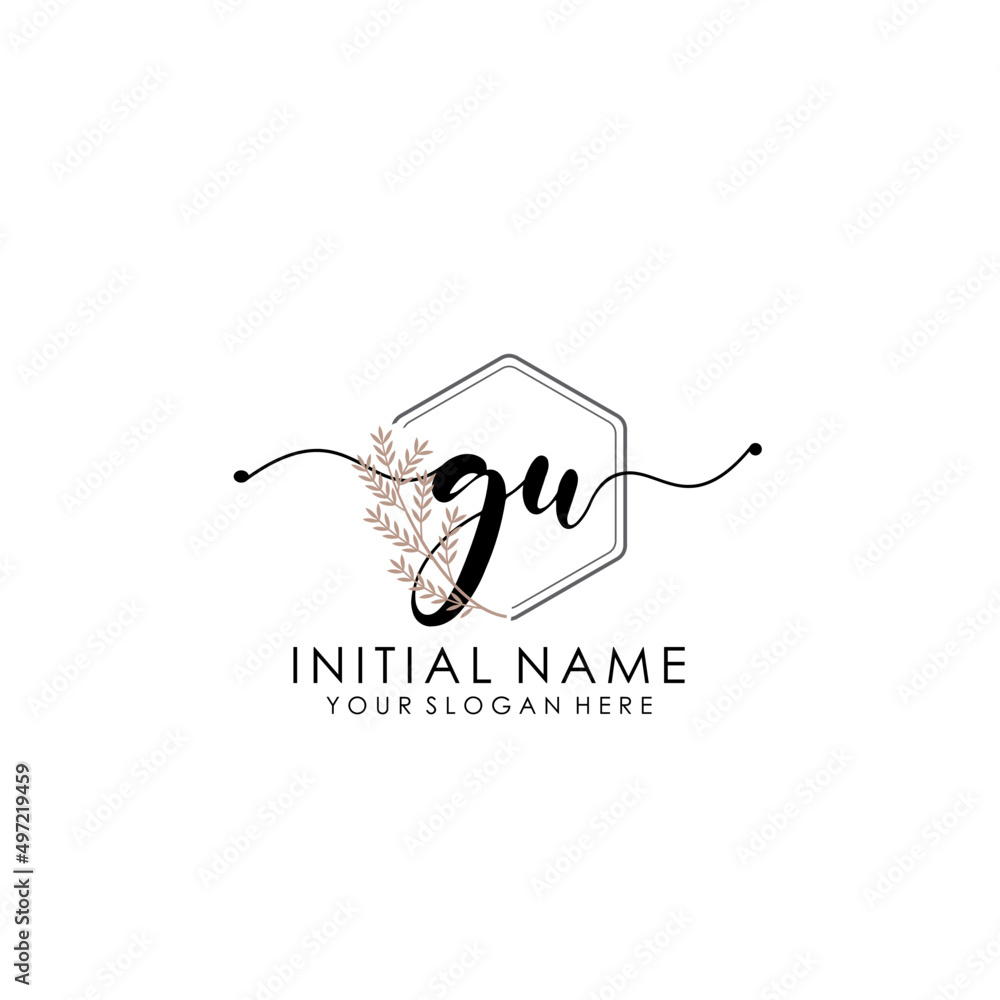 GU Luxury initial handwriting logo with flower template, logo for beauty, fashion, wedding, photography GU Luxury initial handwriting logo with flower template, logo for beauty, fashion, wedding, photography