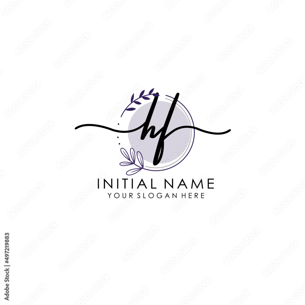 HF Luxury initial handwriting logo with flower template, logo for beauty, fashion, wedding, photography HF Luxury initial handwriting logo with flower template, logo for beauty, fashion, wedding, photography