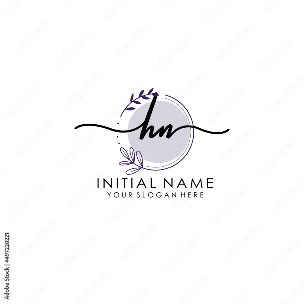 HN Luxury initial handwriting logo with flower template, logo for beauty, fashion, wedding, photography HN Luxury initial handwriting logo with flower template, logo for beauty, fashion, wedding, photography