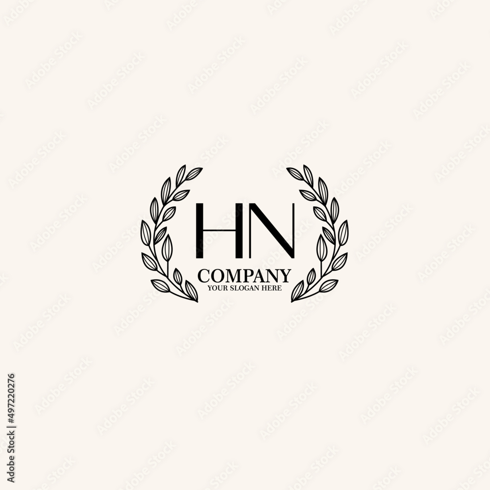 HN Beauty vector initial logo art  handwriting logo of initial signature, wedding, fashion, jewelry, boutique, floral