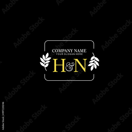 HN Beauty vector initial logo art handwriting logo of initial signature, wedding, fashion, jewelry, boutique, floral